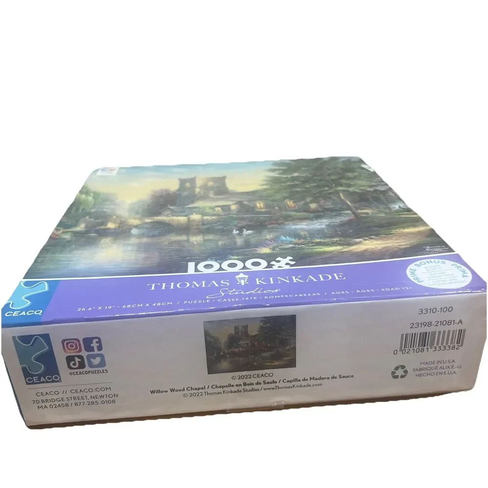 New! Ceaco WILLOW WOOD CHAPEL Thomas Kinkade 1000 Piece Jigsaw Puzzle COMPLETE